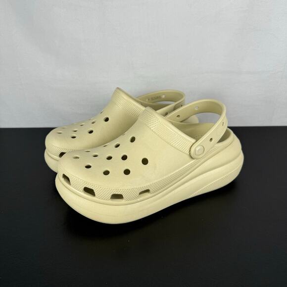 CROCS Classic Crush Clog Bone Tan Slip On Platform Sandal Ladies Size 10 - Picture 9 of 11